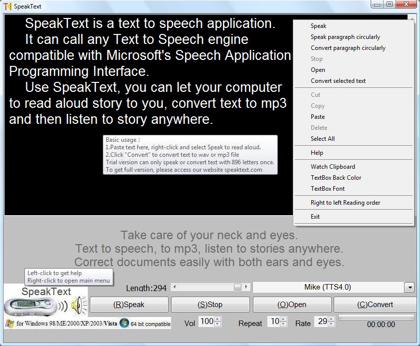 SpeakText with Natural Voice Options