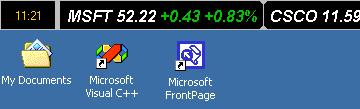 Stock Ticker Application Bar