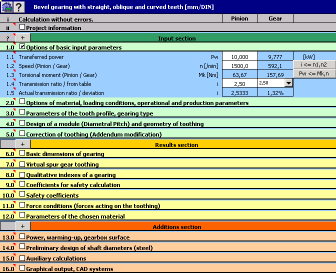 MITCalc - Bevel Gear Calculation