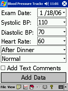 Blood Pressure Tracker for Pocket PC