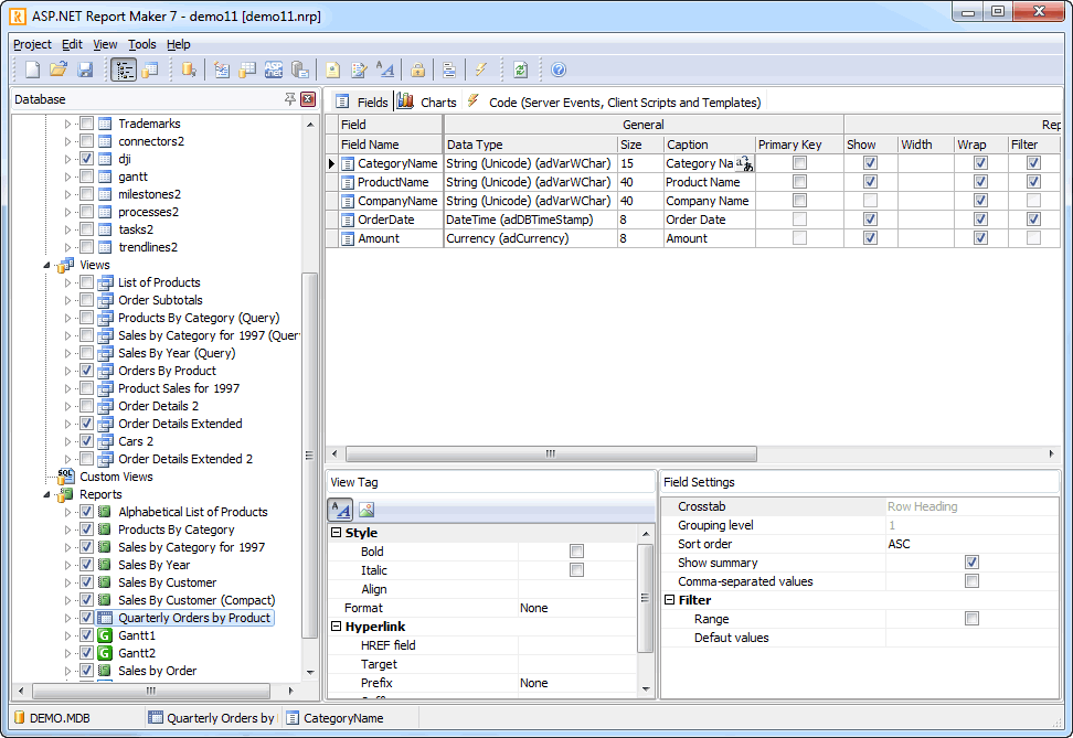 ASP.NET Report Maker