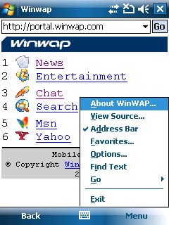 WinWAP for Windows Mobile Professional