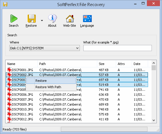 SoftPerfect File Recovery