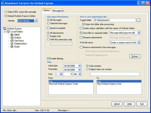 Attachment Extractor for Outlook Express