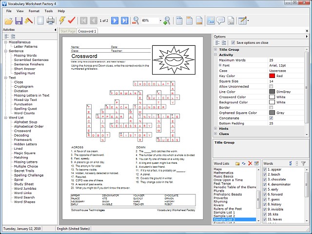 Vocabulary Worksheet Factory