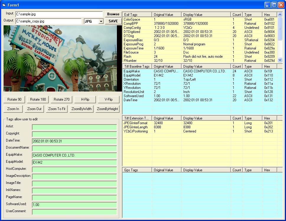 X360 Exif & Tiff Tag Viewer ActiveX OCX