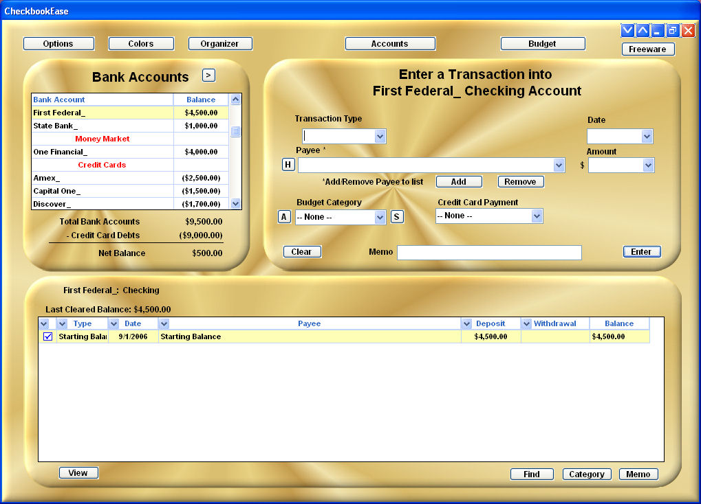 Checkbook Ease Freeware