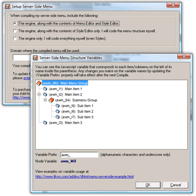 AllWebMenus Server-Side Menus API Add-in