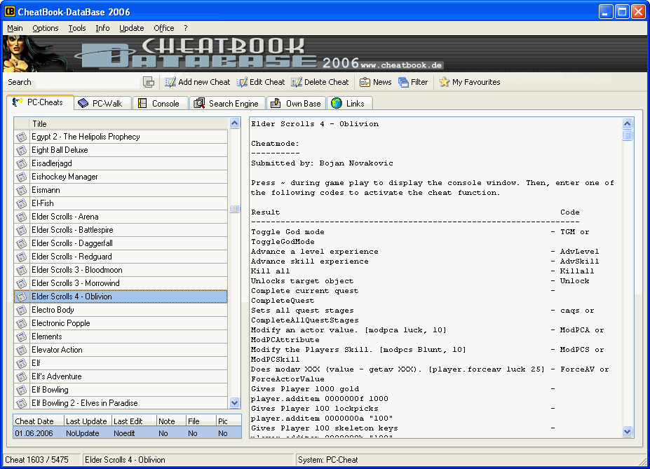 CheatBook-DataBase 2006