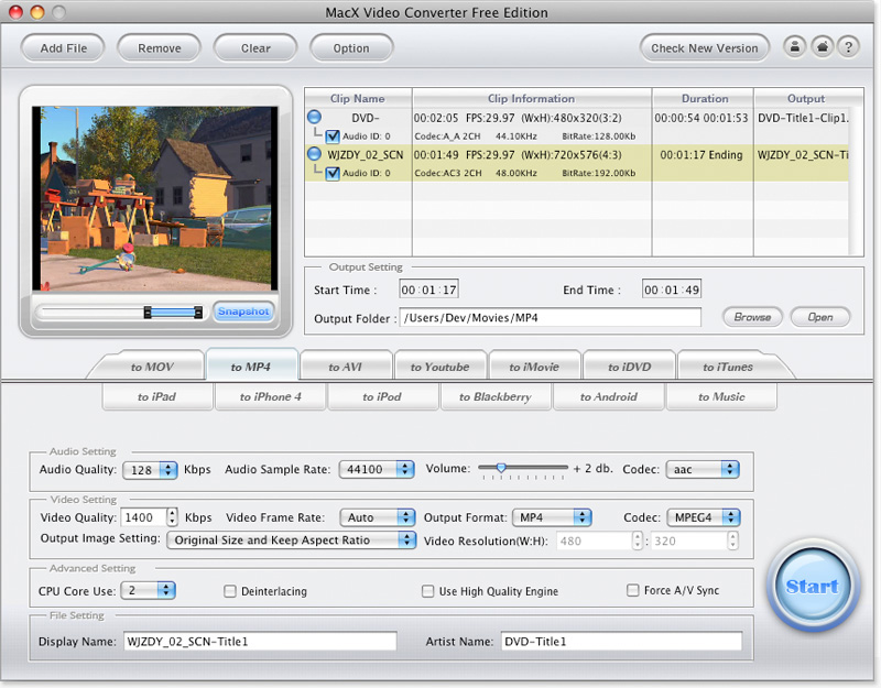 MacX Video Converter Free Edition