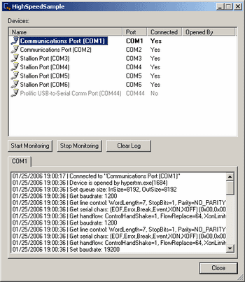 Serial Port Monitoring Control