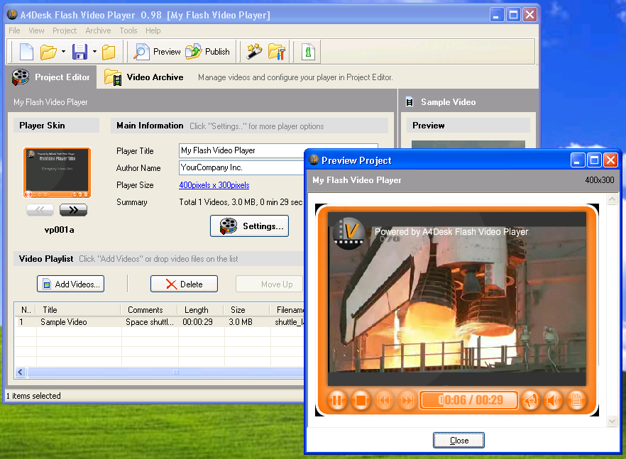 A4Desk Flash Video Player