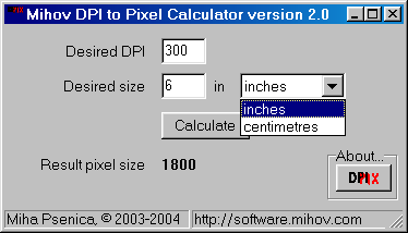 Mihov DPI to Pixel Calculator