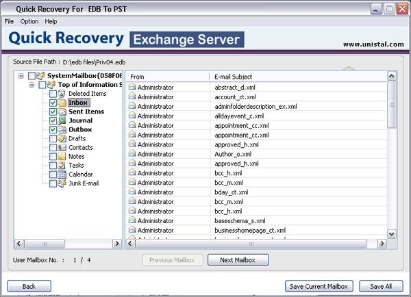 Unistal EDB to PST Converter