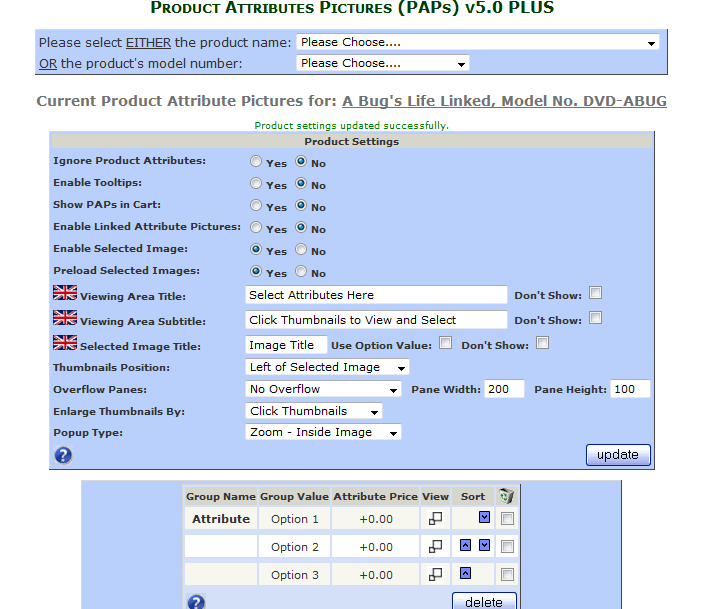 Product Attribute Pictures (Zen Cart)