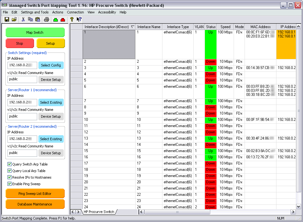 Managed Switch Port Mapping Tool