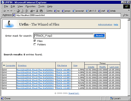 Urfin - File Search Engine for LAN