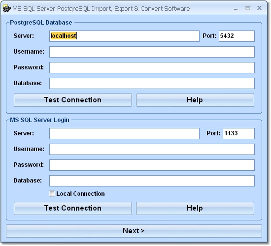 MS SQL Server PostgreSQL Import, Export & Convert Software