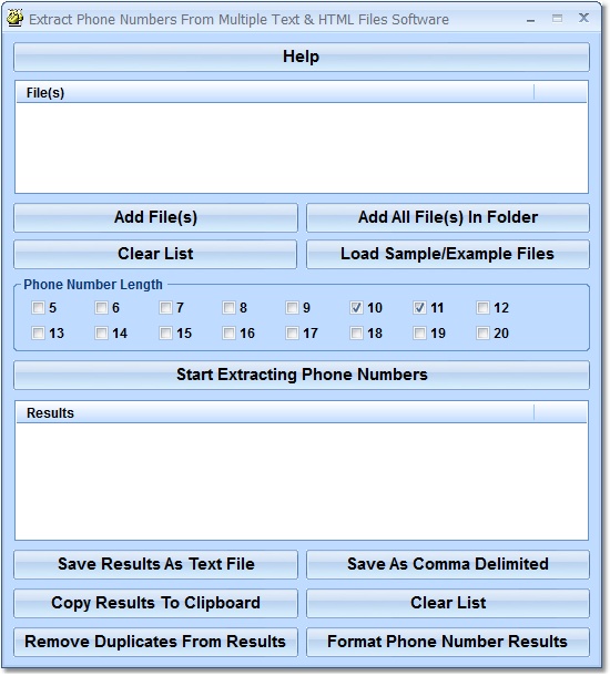Extract Phone Numbers From Multiple Text & HTML Files Software
