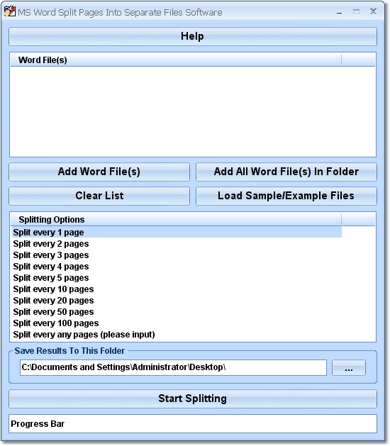 MS Word Split (Divide, Save) Pages Into Separate Files Software