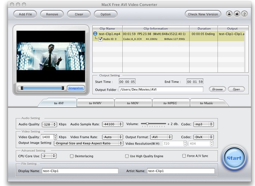 MacX Free AVI Video Converter