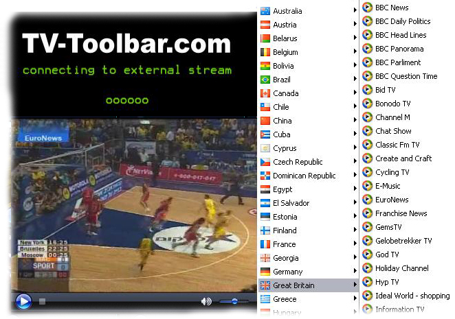 Live TV toolbar