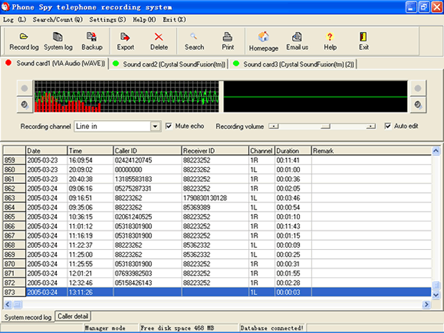 Phone spy telephone recording system