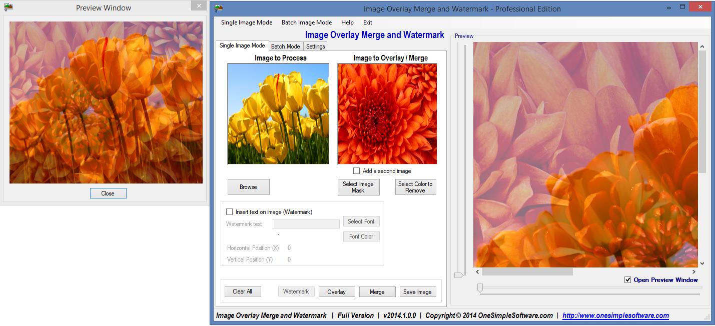 Image overlay merge and watermark Pro