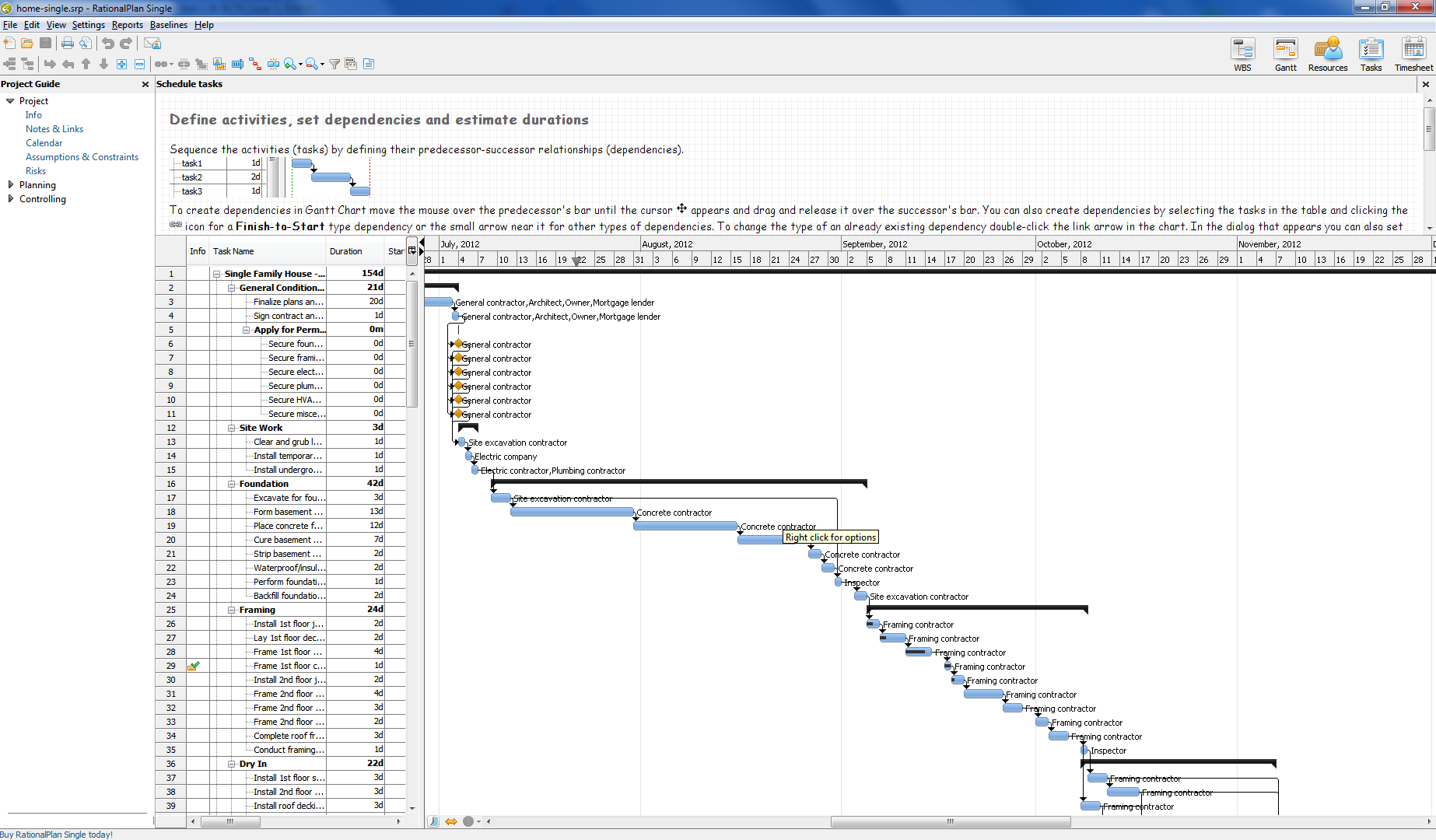 Rational Plan Single Project