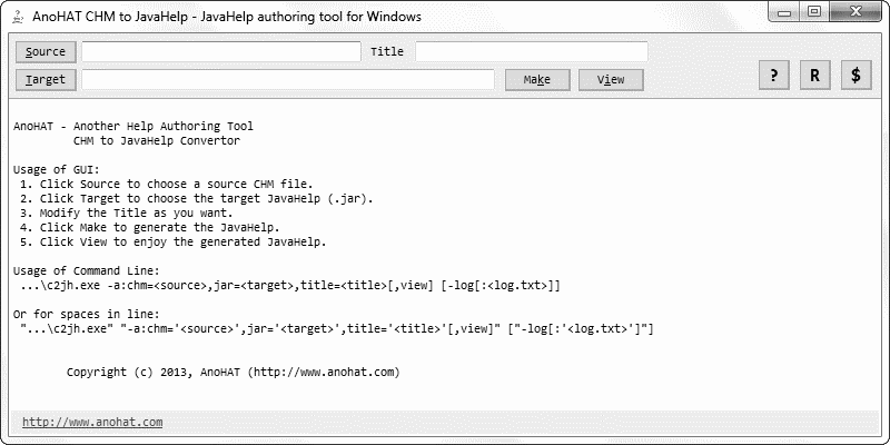 AnoHAT CHM to JavaHelp Convertor