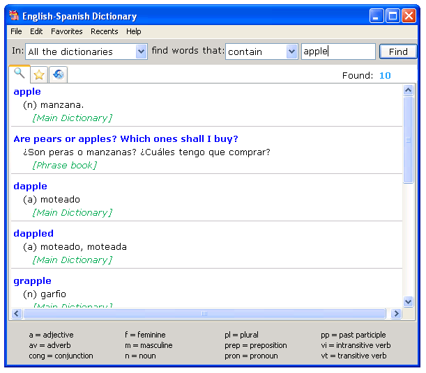 English-Spanish Dictionary  for Windows