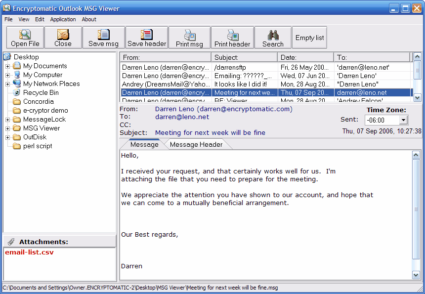 Outlook MSG File Viewer and Attachment E