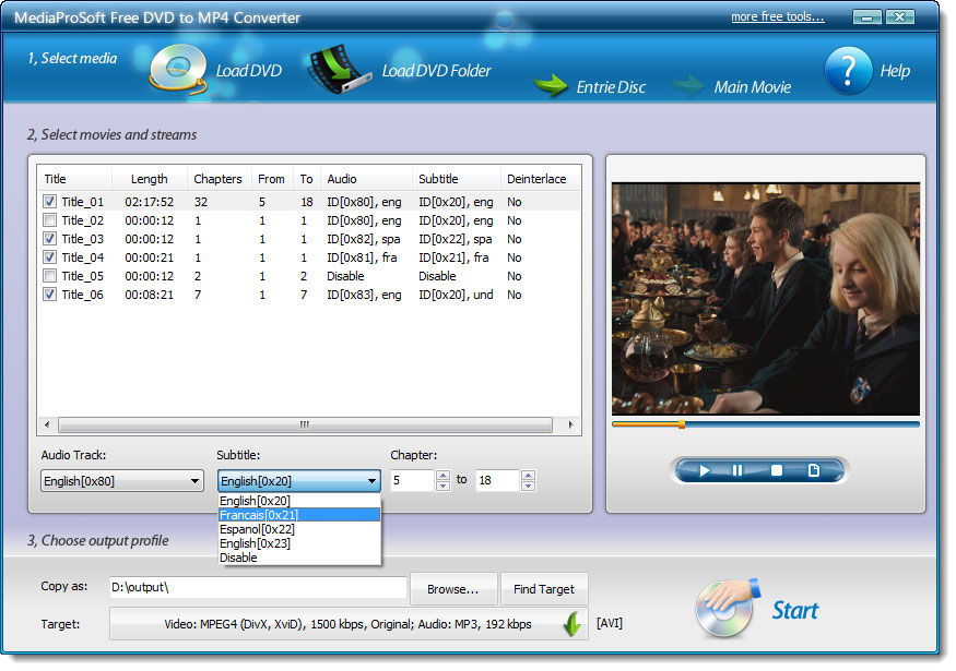 MediaProSoft Free DVD to MP4 Converter