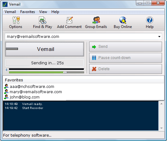 Vemail Voice Email Software for Windows