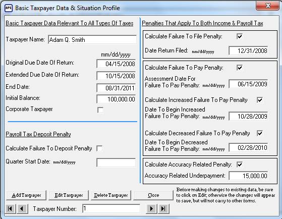 AcQuest Tax Penalty & Interest Evaluator