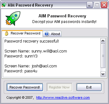 AIM Password Recovery