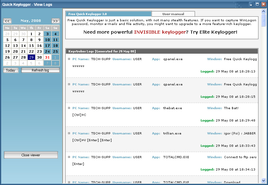 Quick Free Keylogger