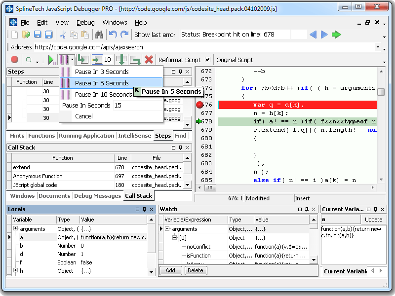 SplineTech JavaScript Debugger