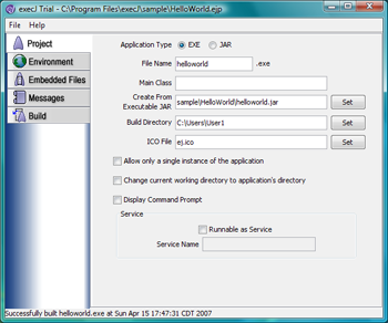 Java EXE Maker + Windows Service - execJ