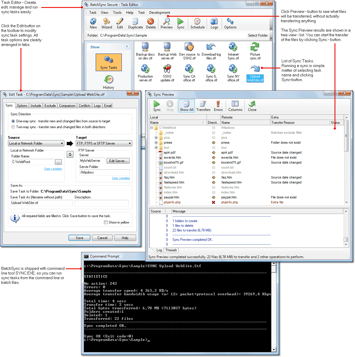 BatchSync Secure FTPS/SFTP