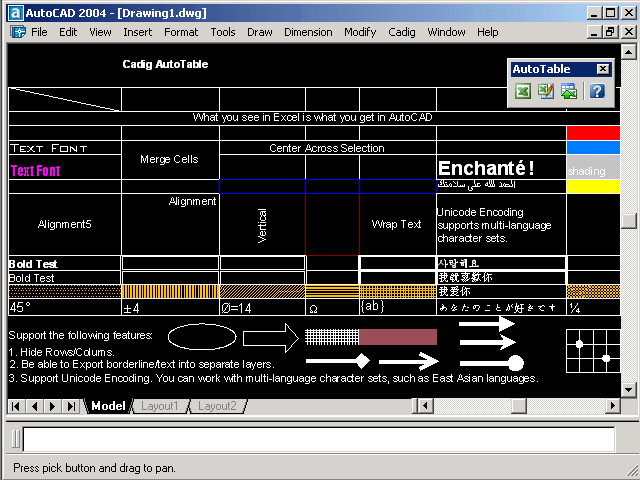 AutoCAD LT Excel- {Cadig AutoTable 3.0}