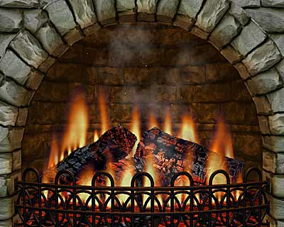 3D Realistic Fireplace Screen Saver