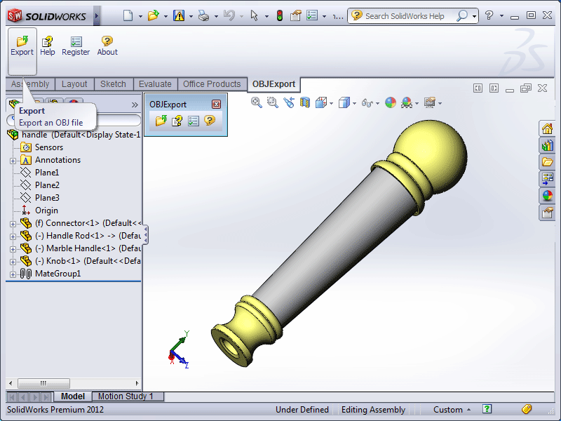 OBJ Export for SolidWorks