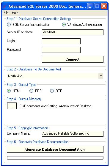 Advanced SQL Server 2000 Doc Generator